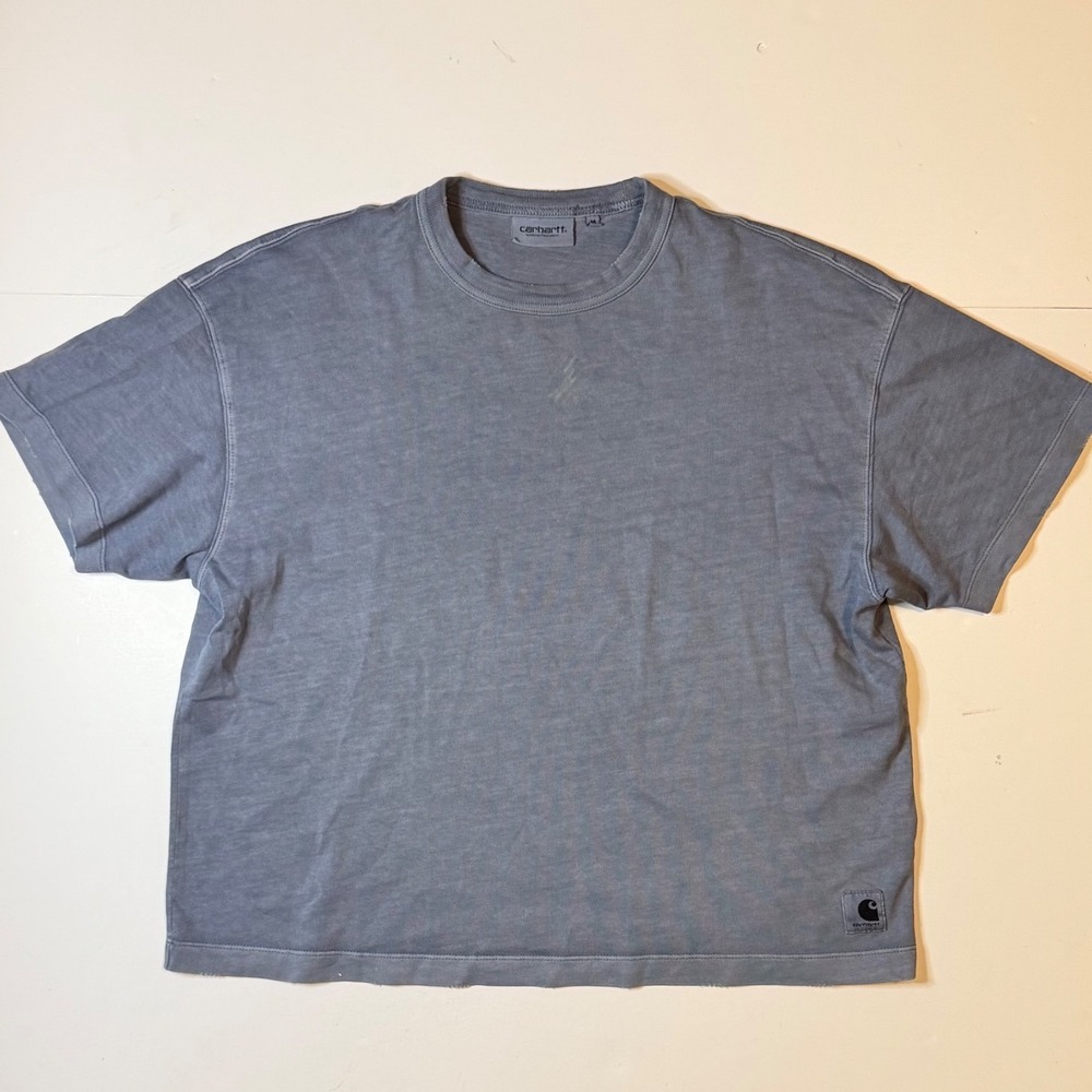 Carhartt WIP Torion T-Shirt Womens Medium Blue Cotton Distressed Boxy Tee